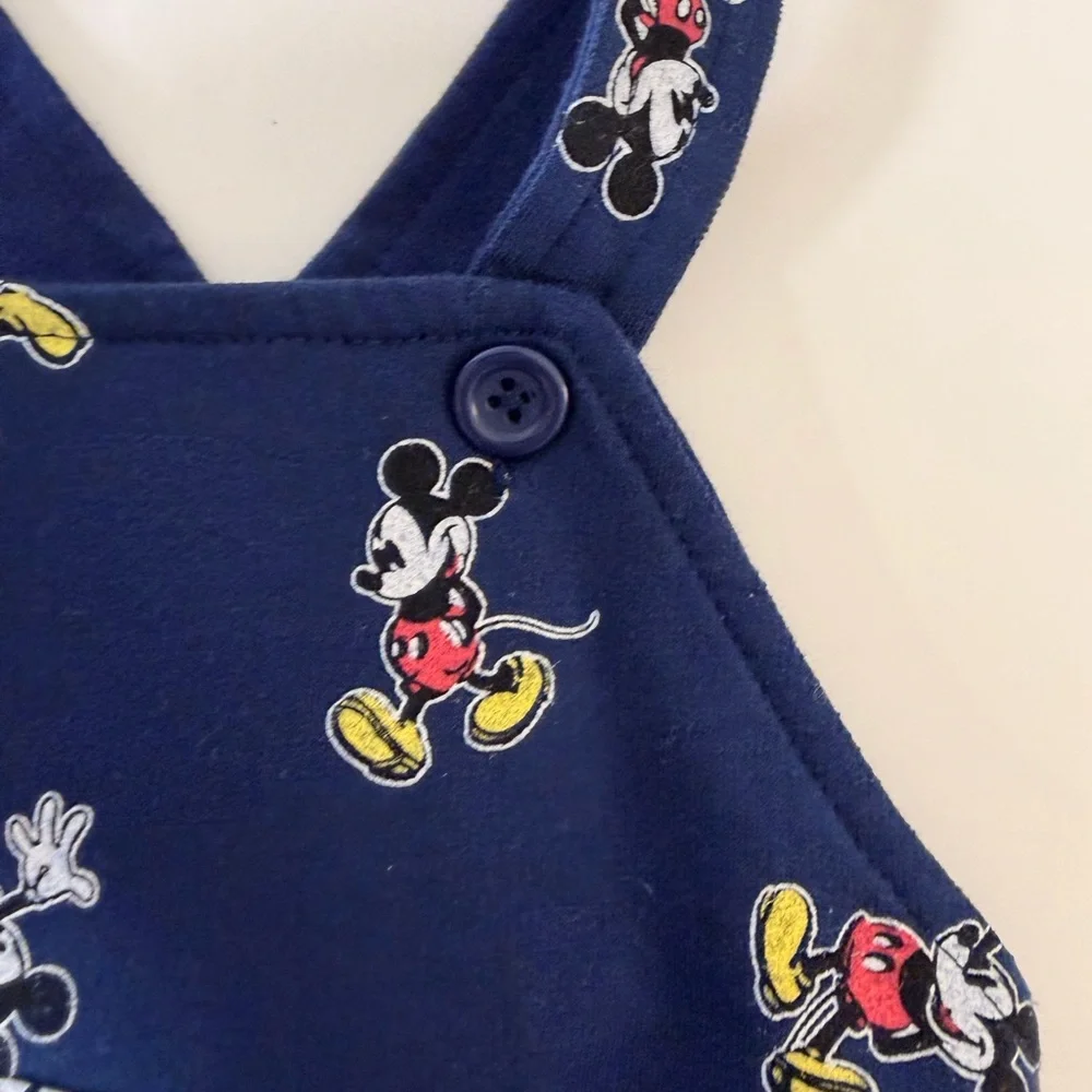 Disney Navy Blue Mickey Mouse Overalls with Red and‎ Yellow Accents